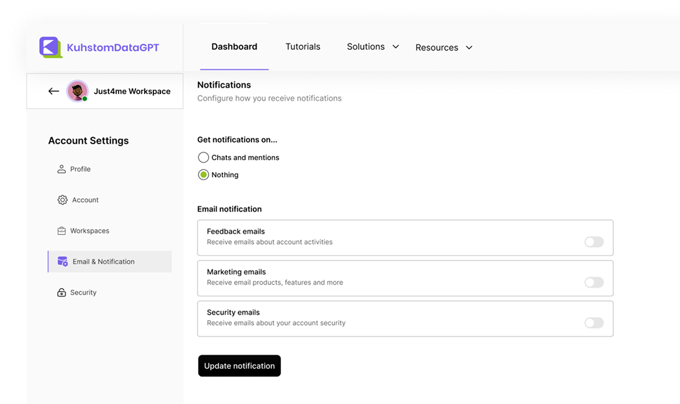 manage notifications